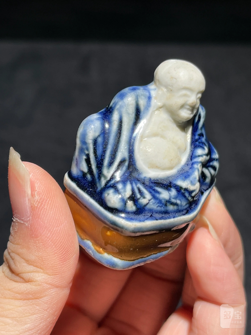 明代 青花、白釉弥勒佛两尊 - 图8